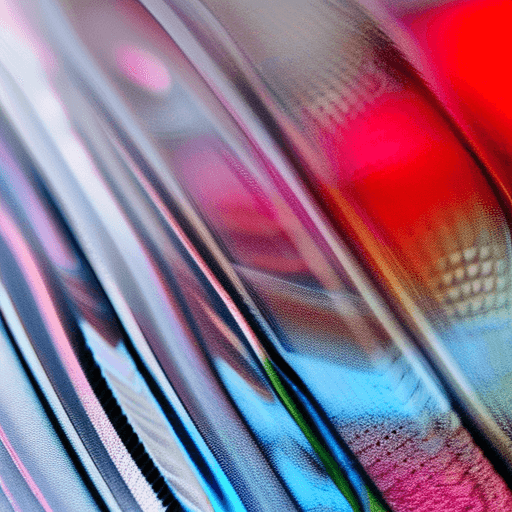 AI generated: extreme macro photo of clean polished glass, edges with light from four different colors, blurred, w...