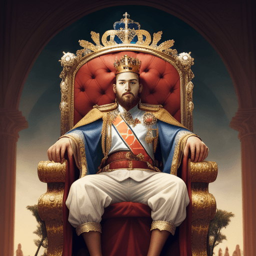 AI generated: a king with a crown sitting on the throne