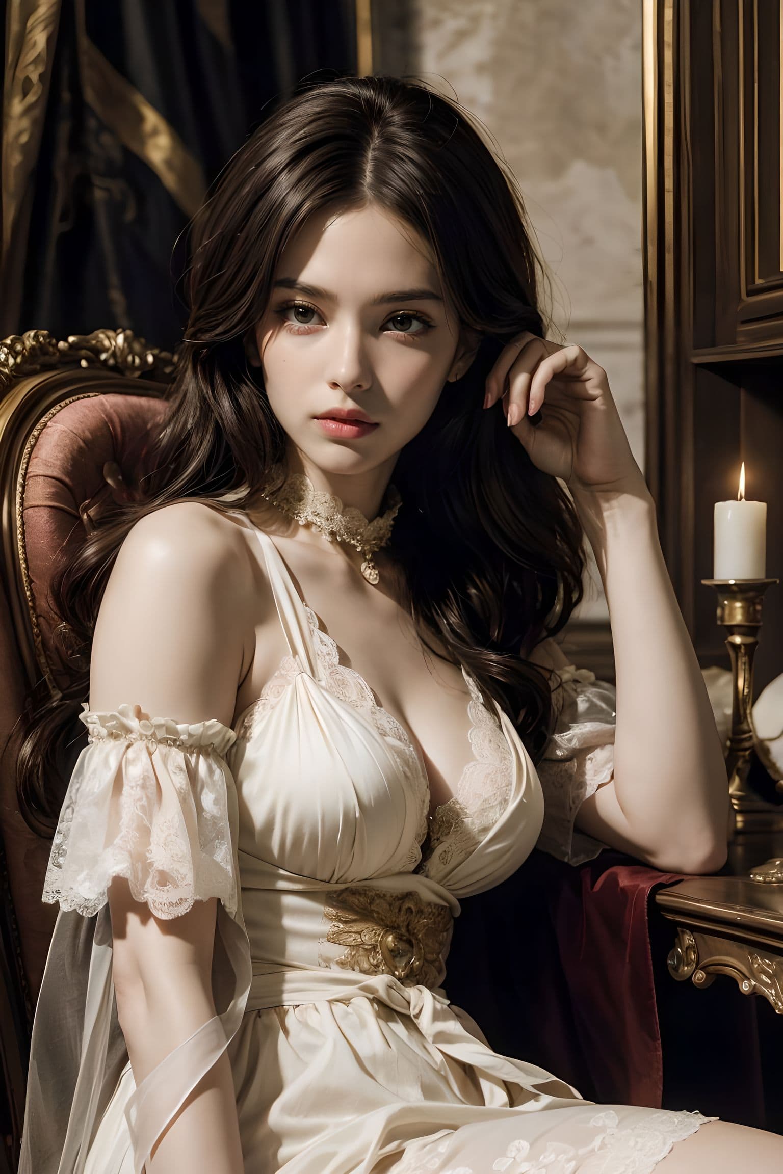 AI generated: (sumptuous allure:1.3), (Baroque chic:1.1), regal ambiance, fashion photography, 4k UHD resolution, ...