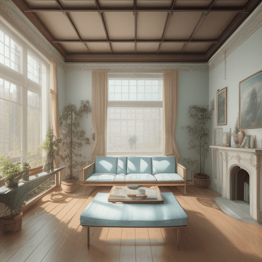 AI generated: High resolution photography interior design, dreamy sunken living room conversation pit, wooden floo...