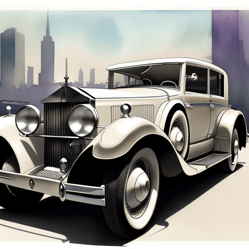 AI generated: 1930s Rolls Royce ,fine line pencil sketch in modern urban fashion .one of the most famous hood orna...