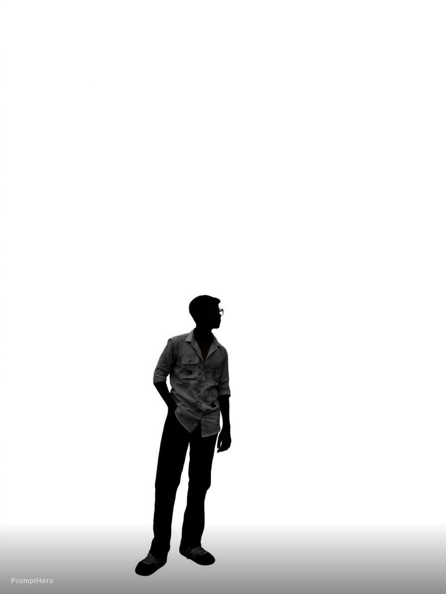 AI generated: a background with white and the character is black 