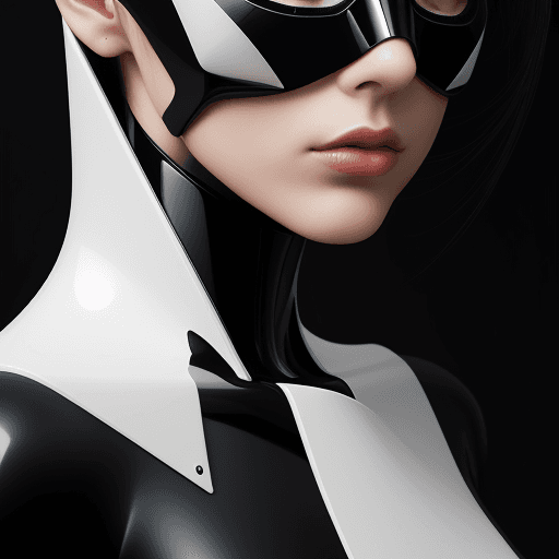 AI generated:  a woman in the style of futuristic minimalism, restrained forms, darkly romanticism, the bechers' t...