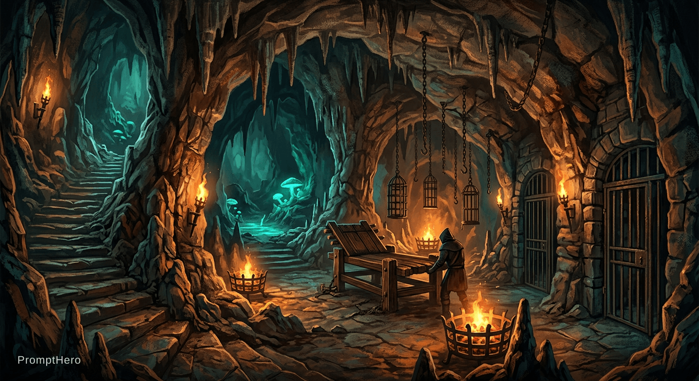 AI generated: Torture Chamber of a donjon cave