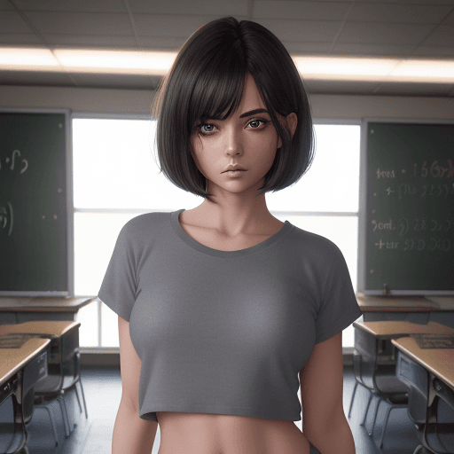 AI generated: 1 girl, a Beautiful idol, (Cute Loose Bob hair), (casual clothes), (showing midriff), (toned stomach...