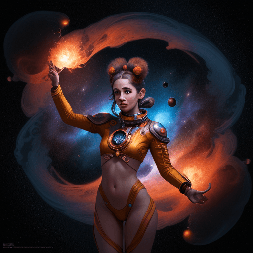 AI generated: high resolution cinematic portrait of a beautiful cute anthropomorphic female space monkey fire arti...
