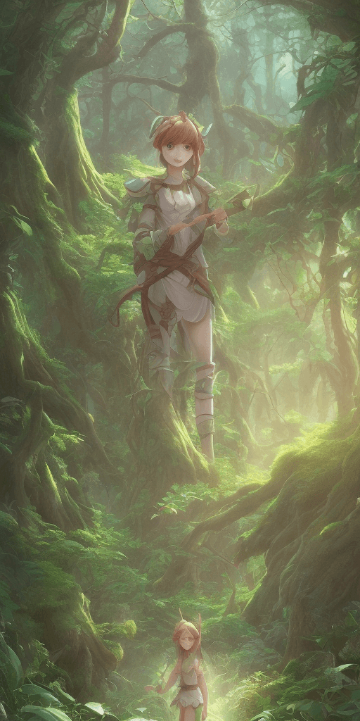 AI generated: Mystical Forest Guardian**: In a lush, enchanted forest, a young guardian with the ability to contro...