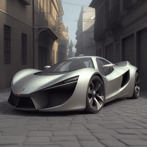 AI generated: a futuristic car is parked on a cobblestone road, a digital rendering by Grillo Demo, cg society con...