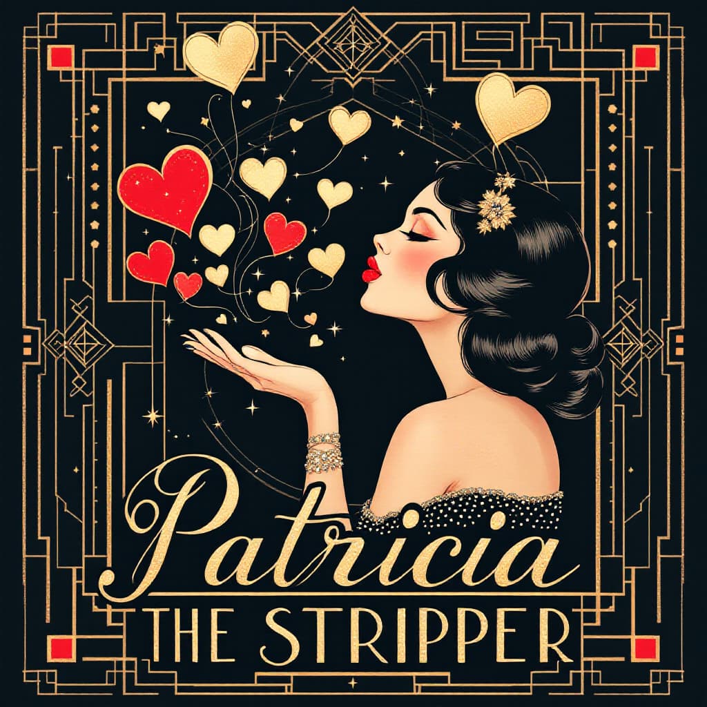 AI generated: A luxurious 1920s Art Deco-style poster in a palette of rich gold, deep black, and crimson red. A gl...