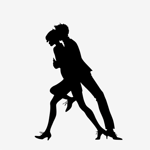 AI generated: silhouette of a woman and a man on a white background, the girl's leg is on the man's thigh