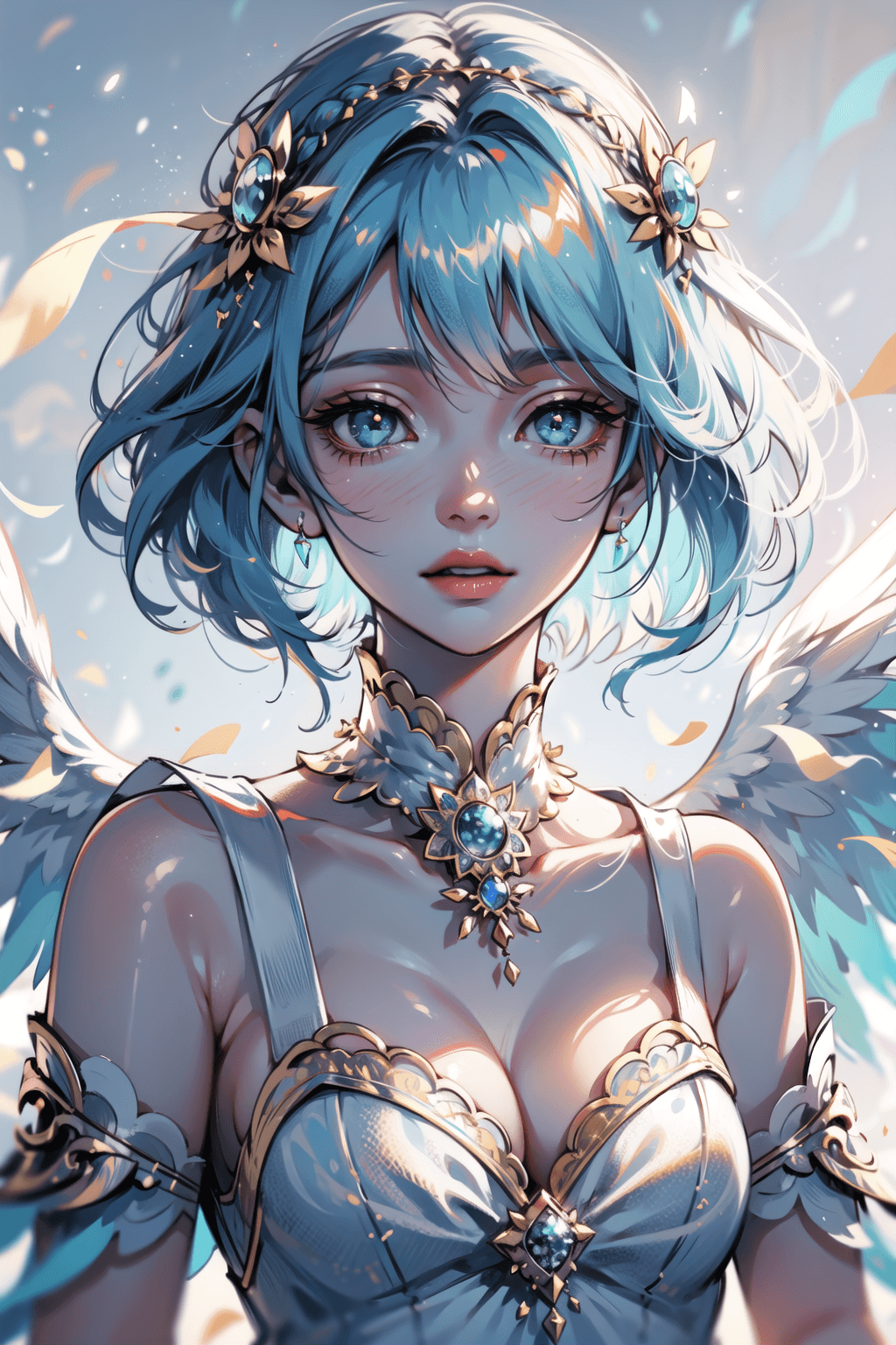 AI generated: ((cinematic light)), hyper detail, dramatic light, intricate details, unreal goddess, angel, A short...