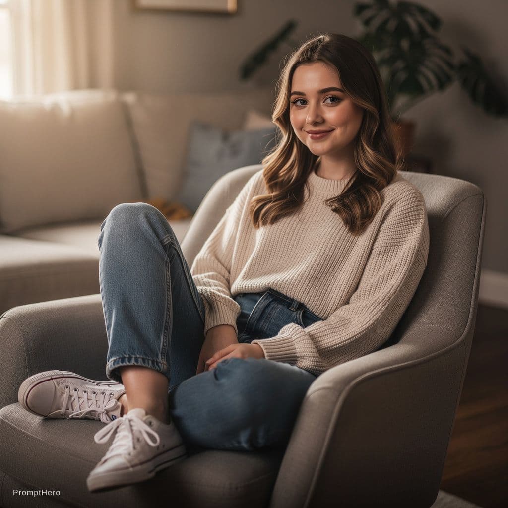 AI generated: Emma myers
 sitting down legs spread