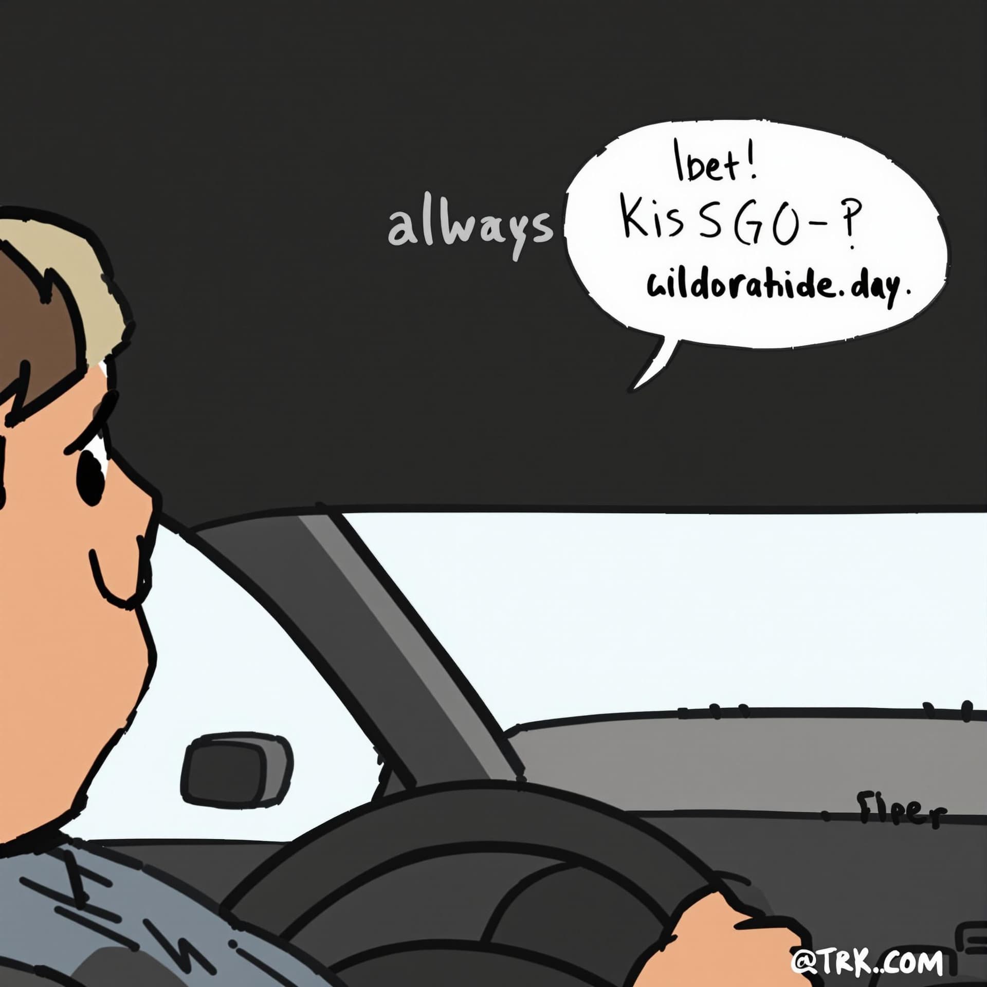 AI generated: Driver: Frustrated in words "Why is this light always red? It’s like they know I’m here!"
