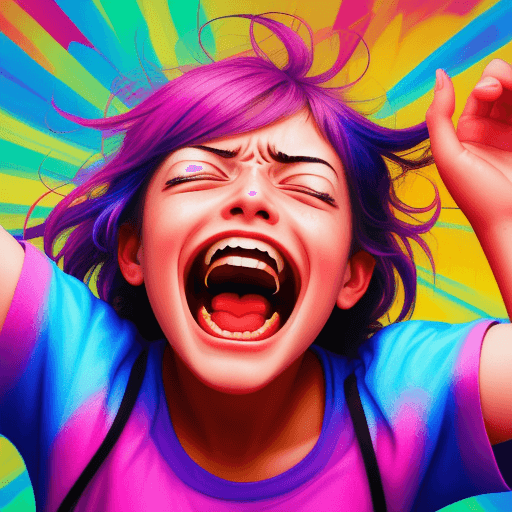 AI generated: a girl screaming in a vibrant style
