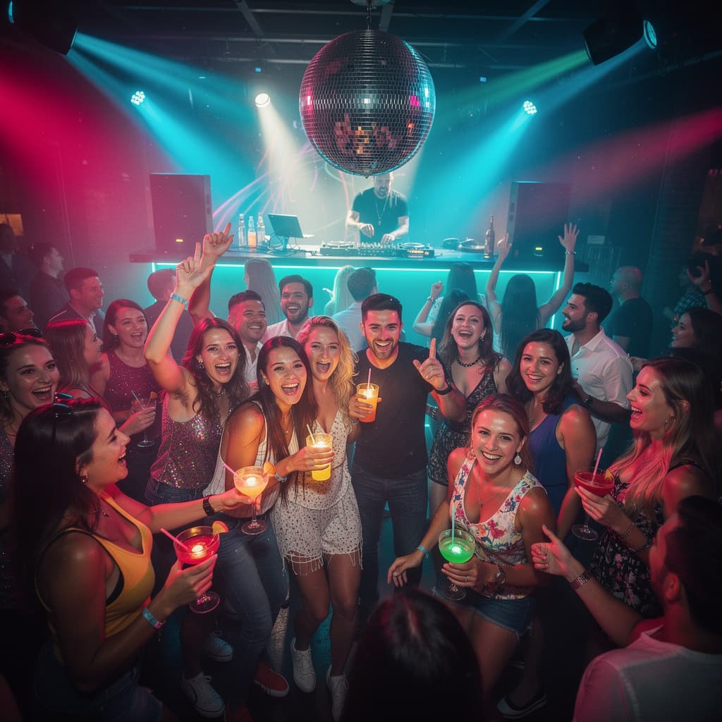AI generated: Having fun at disco club