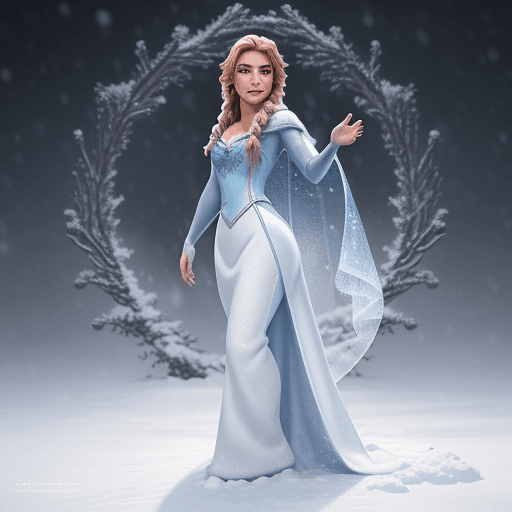 AI generated: Luisa from Disney Live series, (detailed stunning snow environment), cinematic, cover art, (low fron...