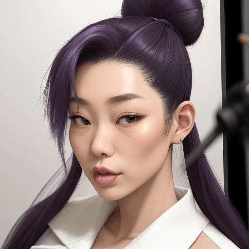 AI generated: "A woman with very large mouth and a unique appearance, showcasing her natural East Asian features. ...