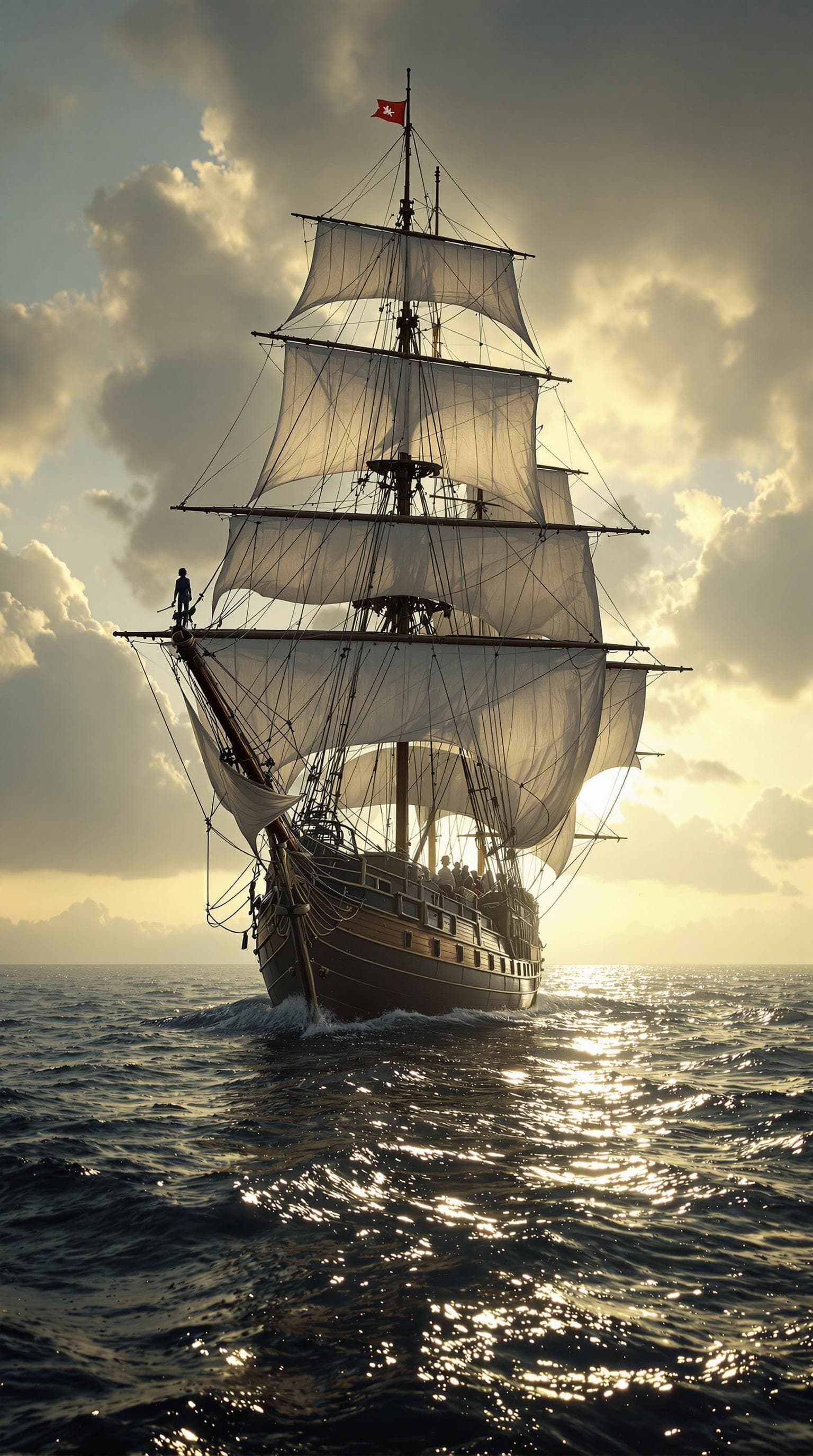 AI generated: Photo of a ultra realistic sailing ship, dramatic light, pale sunrise, cinematic lighting, battered,...