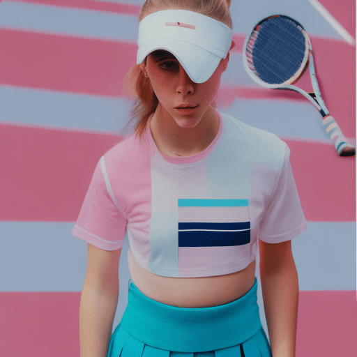 AI generated: Highest quality, perfect masterpiece, perfect art, 8K, (young and energetic girl, tennis, wearing pi...