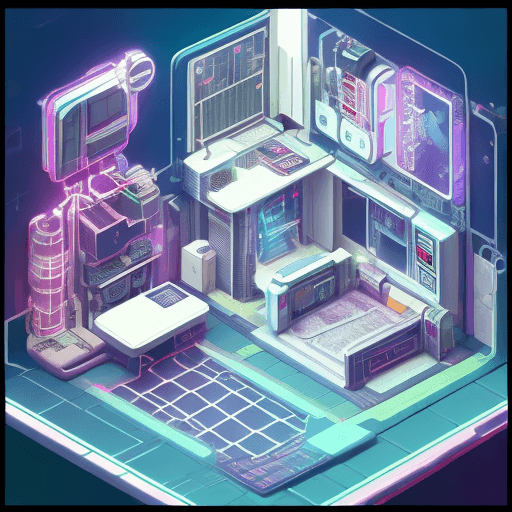 AI generated: cute isometric cyberpunk bedroom, cutaway box, futuristic, highly detailed, made with blender --v 4 