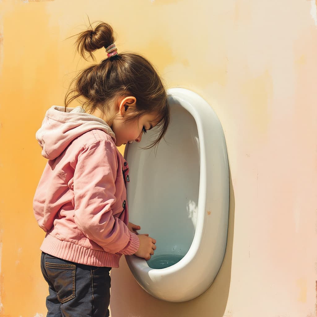 AI generated: girl peeing in a urinal