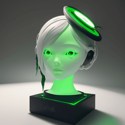 AI generated: Picture an intricate scene of the AI educational android reminiscent of Pixar's EVE, with a circular...