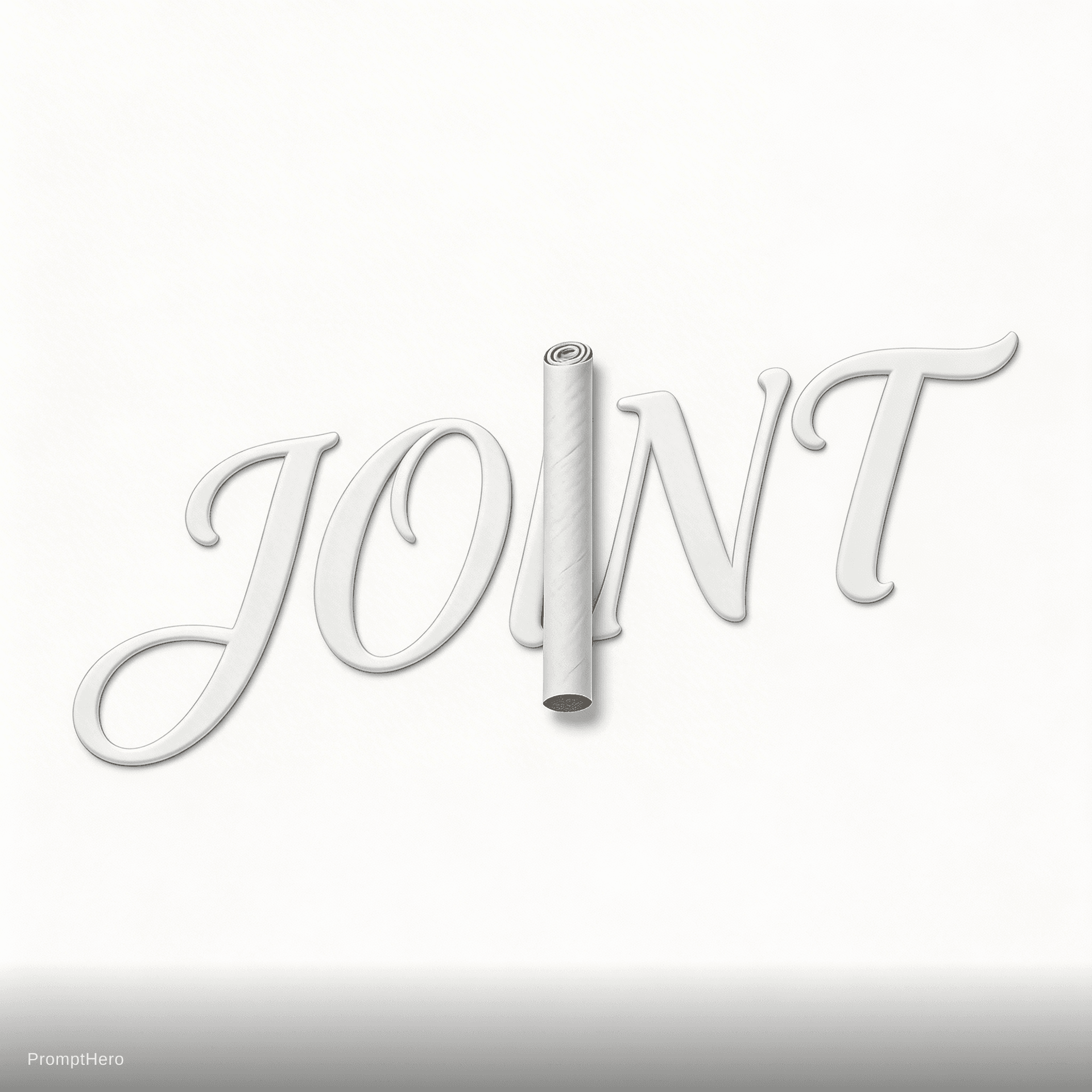 AI generated: The joint written in cursive with a joint as the I written in white in a modern style