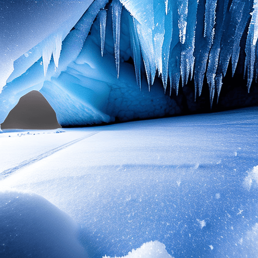 AI generated: snow storm in an ice cave.
ice crystals falling to the ground.
flat barren horizon.
Style: impressio...