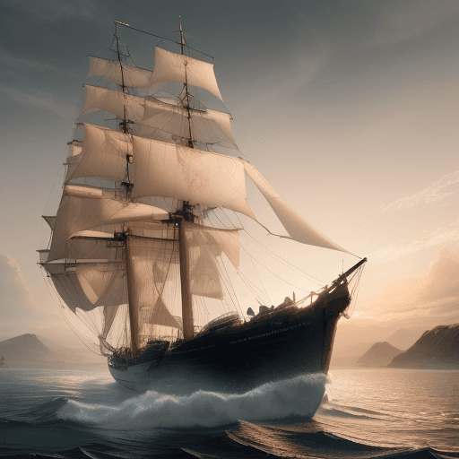 AI generated: Photo of a ultra realistic sailing ship, dramatic light, pale sunrise, cinematic lighting, battered,...