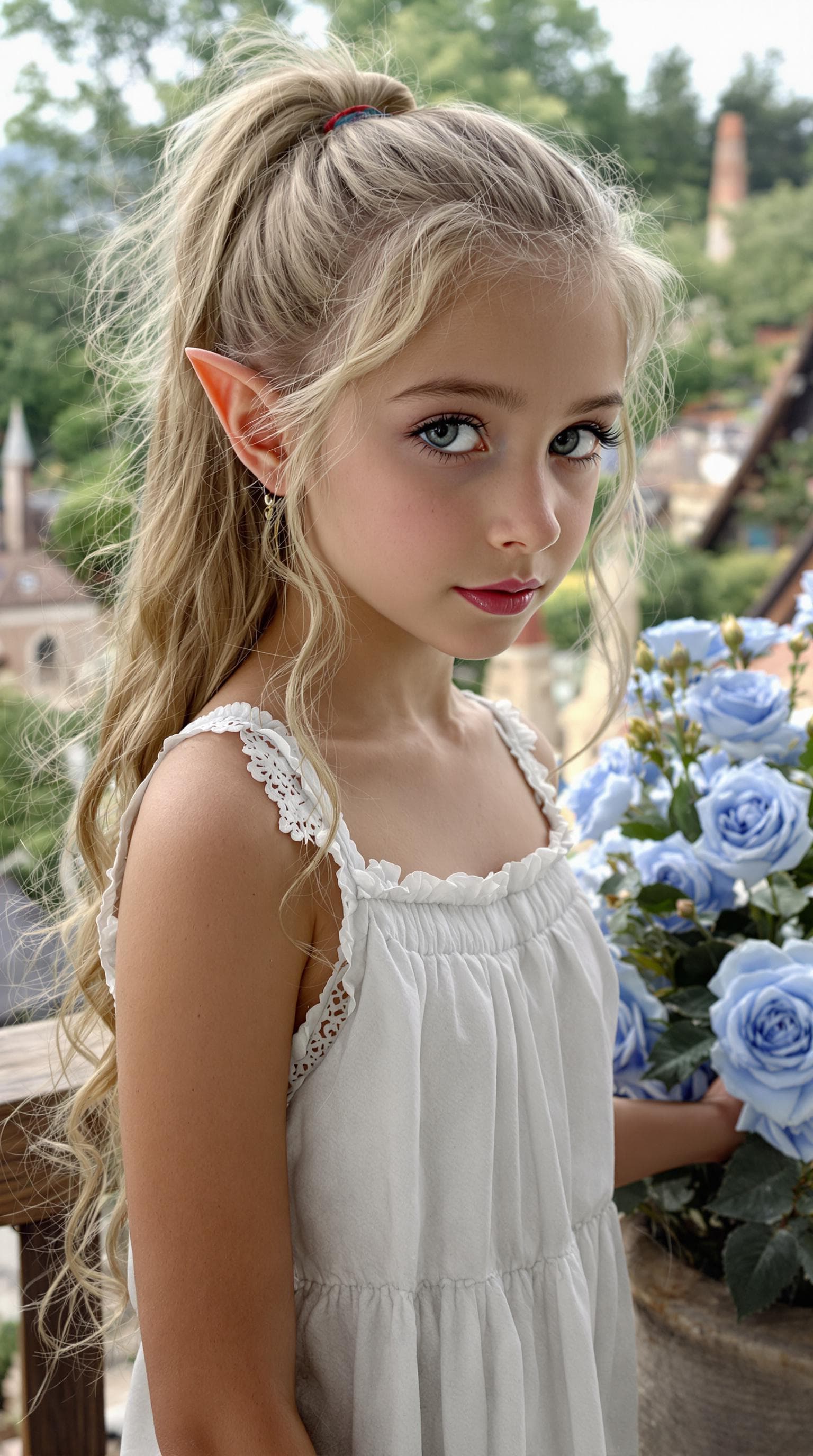 AI generated: a professional photo of a exceptionally beautiful girl in the world (age 10), (ten year old) short e...