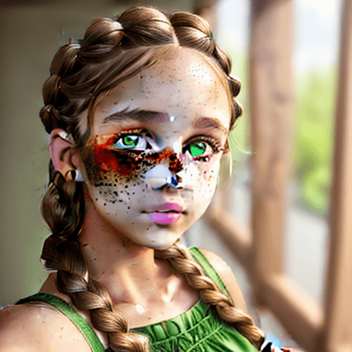 AI generated: A cute girl with light brown braided hair, talking a selfie (close up) ((waist up)), wearing a summe...