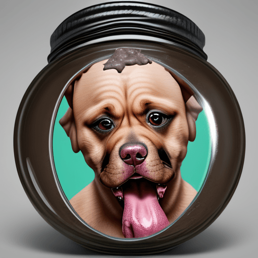 AI generated: a dog eating shit, an the shit has a republican face inside a bottle of shit
