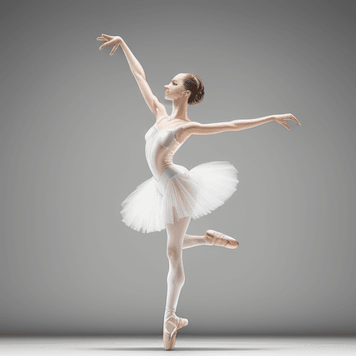 AI generated: Photo of an ultra realistic ballerina.graceful and fine in an elegant dance action.European ballerin...