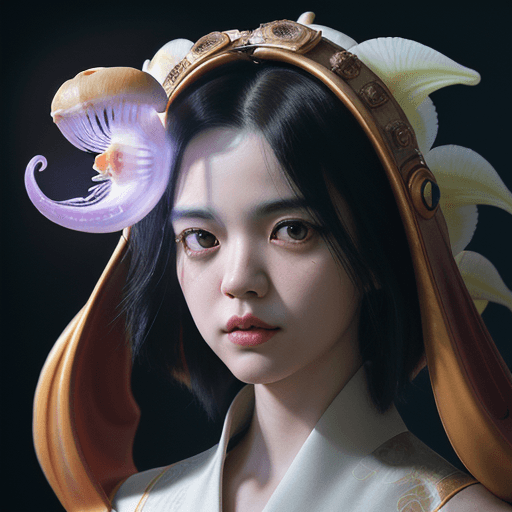 AI generated: japanesechin,dog, close-up ,portrait . , nautilus, orchid, intricate artwork . octane render, trendi...