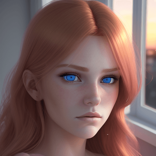 AI generated: A selfie portrait of a beautiful blond girl, dark red hair ((chanel style)) with pink highligts. fro...