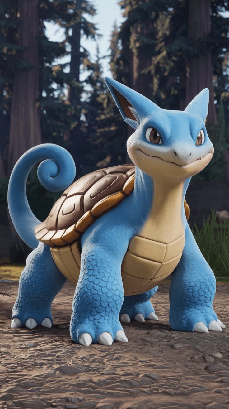 AI generated: rating_safe, source_furry, (haute qualité, détaillé) ,((pokemon, carapuce,)) corps bleu, sauvage, éc...