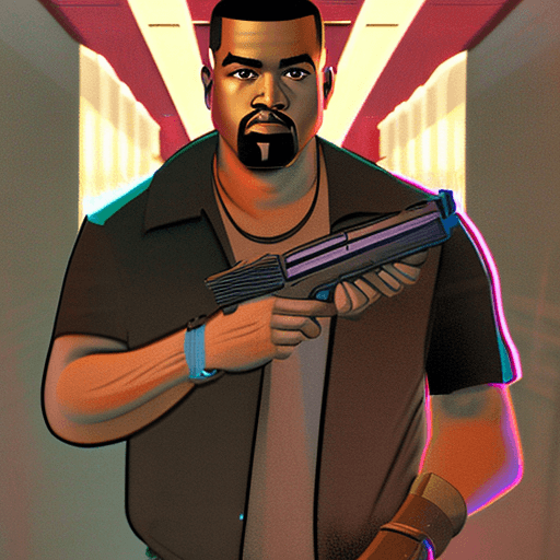AI generated: highly detailed portrait kanye west holding gun gta v stephen bliss unreal engine fantasy art by gre...