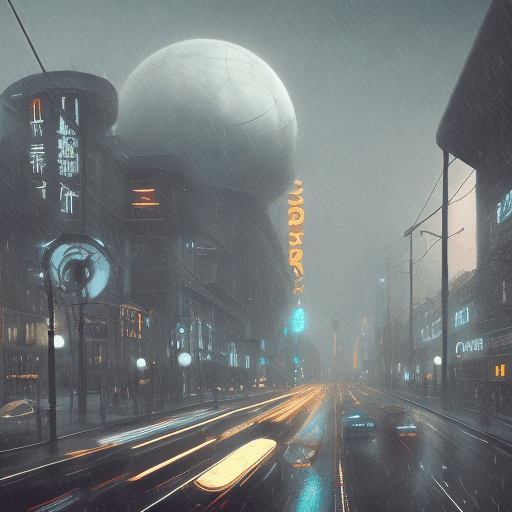AI generated: Film Noir City, art deco, retrofuturism, Solarpunk, Atompunk, rainy weather, ambient atmosphere, 8k ...