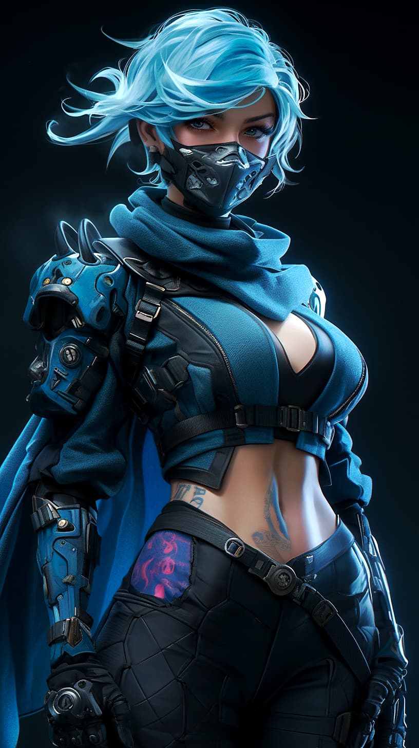 AI generated: Mortal Kombat Frost, cyberpunk, outdoor, street, ice blue, hyperrealism, photorealistic, 8k, unreal ...