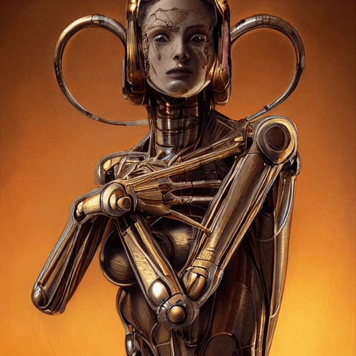 AI generated: golden ratio, robot witch, (gorgeous face:1.2), (gorgeous body:1.2), highly detailed, sweaty naked u...