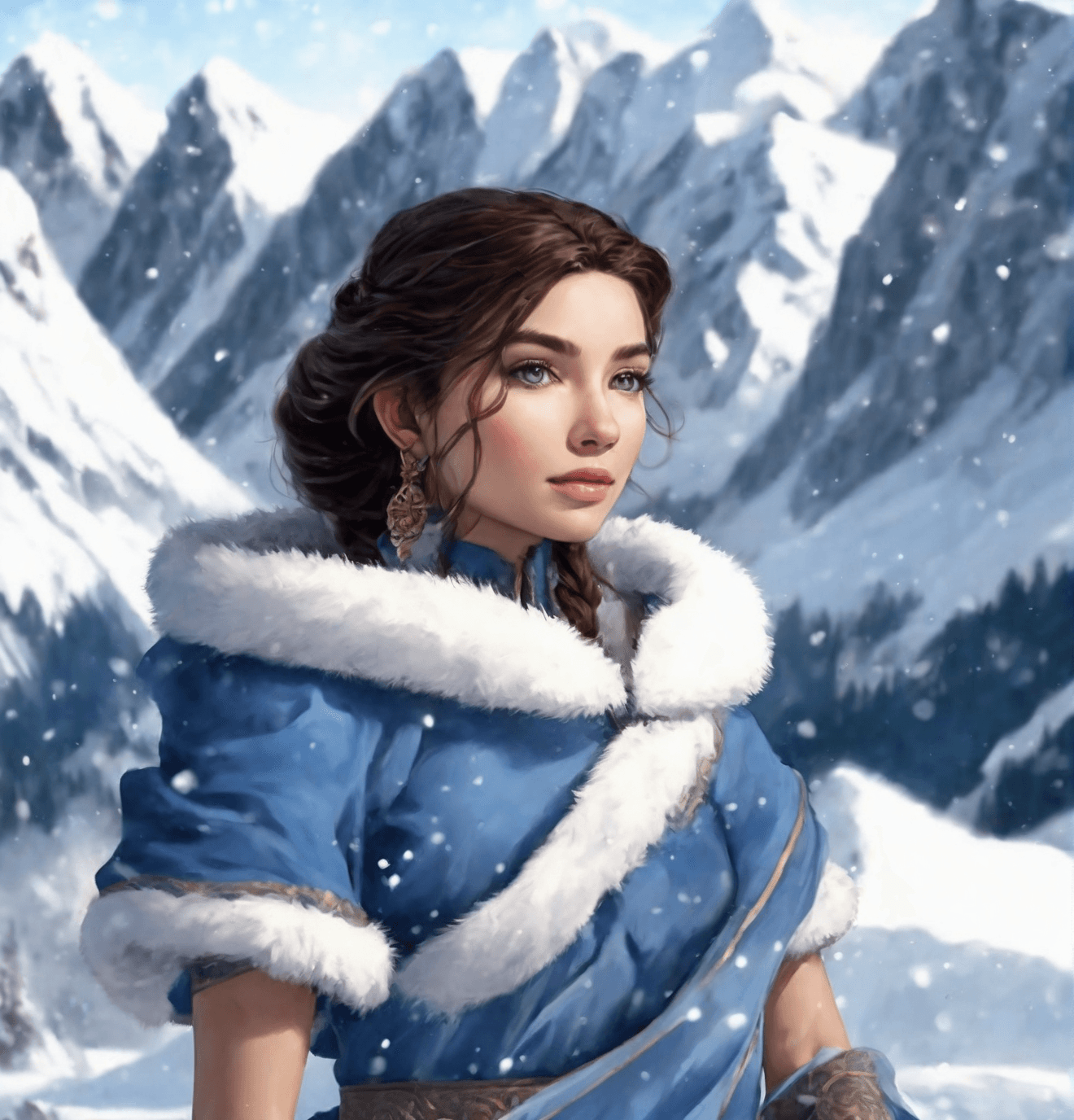 AI generated: realistic version of Katara from Avatar the last Airbender at 16 years old, extremely beautiful girl...