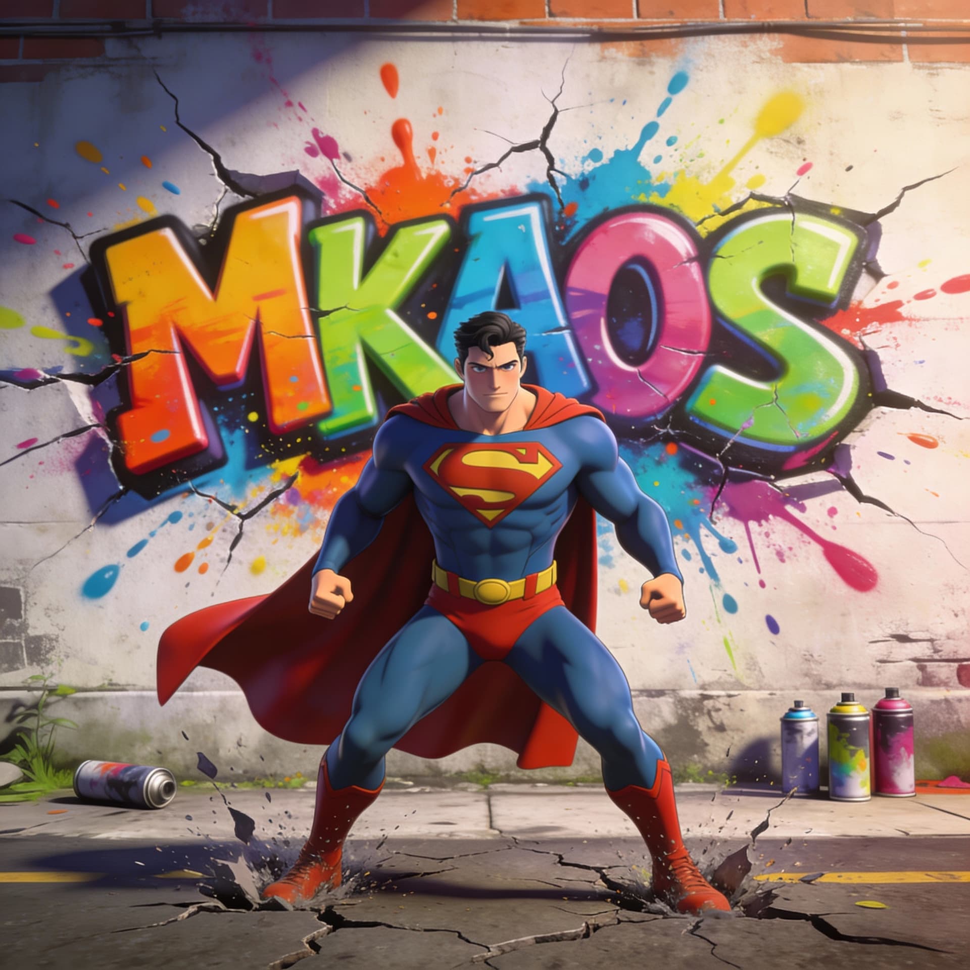 AI generated: 3d anime realistic illustration of superman in his classic comic book costume, he is standing dynami...