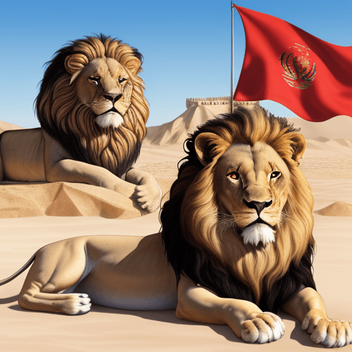 AI generated: lion with flag tunisia