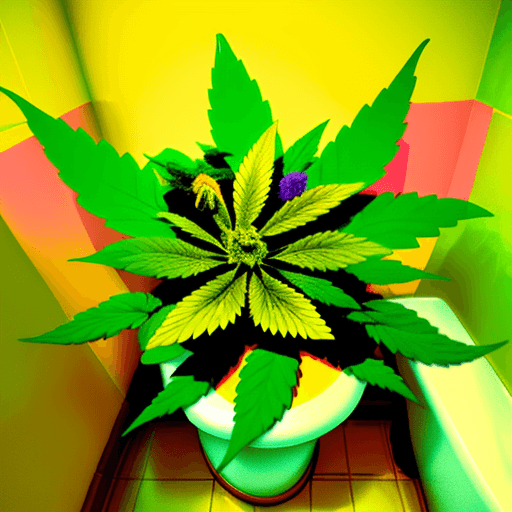 AI generated: a colorfoul flower of marijuana in a little bathroom with a lot of plants of marijuana