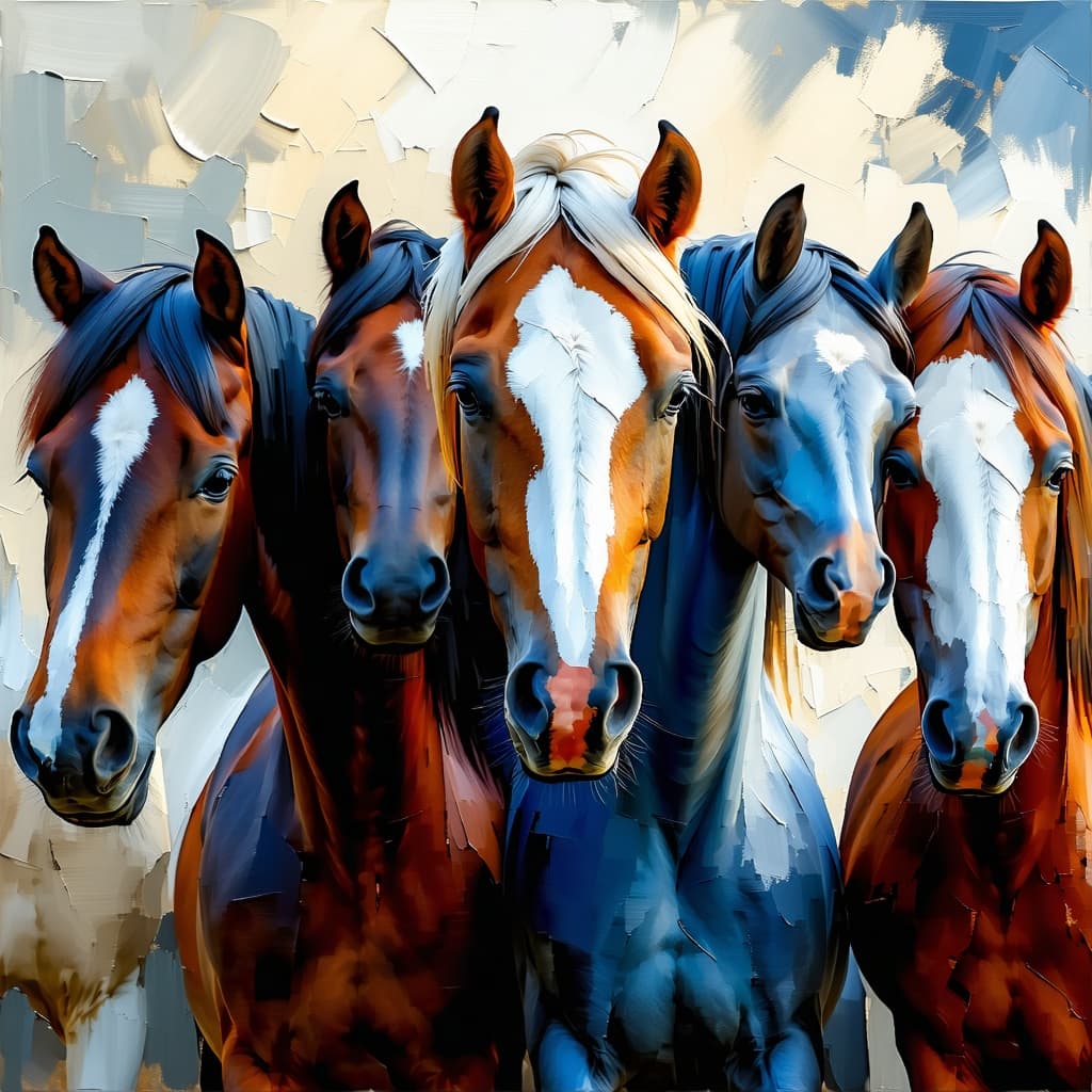 AI generated: Generate 7 horses painting 
