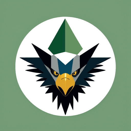 AI generated: Simple geometric eagle logo gren colors