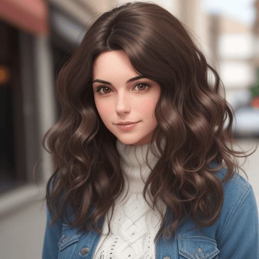 AI generated: A woman with wavy dark brown hair. 