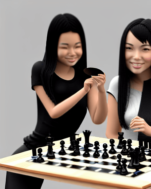 AI generated: 2girls, masterpiece 3D rendering of two attractive young asian women around the age of 20 playing ag...