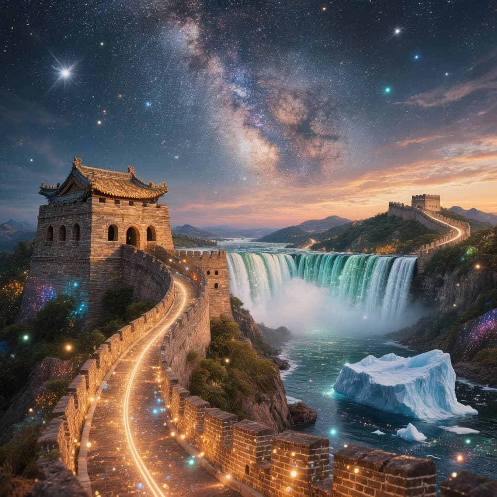 AI generated: This is surreal. highly detailed and complex cg rendering at night, the sunset sky covers the great ...
