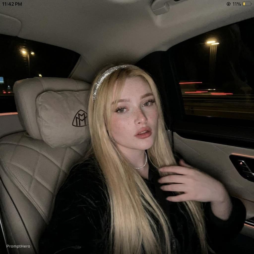 AI generated: Yuklenen referans fotografi kullanarak gece bir  mercedes maybach arabada  otururken çekilmiş sırada...